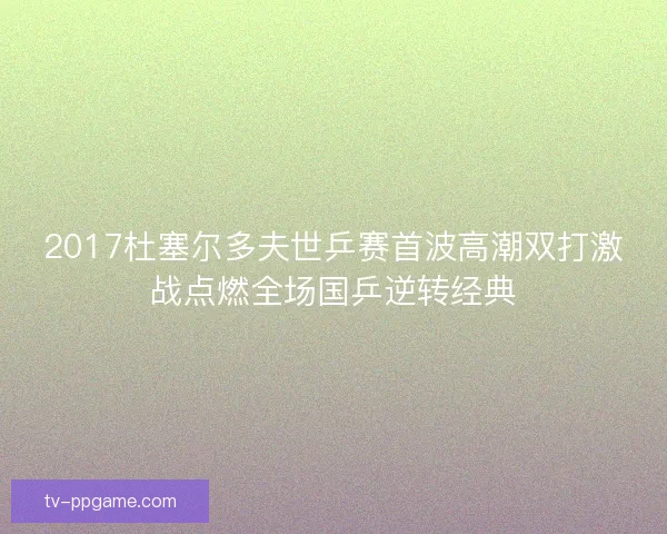 2017杜塞尔多夫世乒赛首波高潮双打激战点燃全场国乒逆转经典