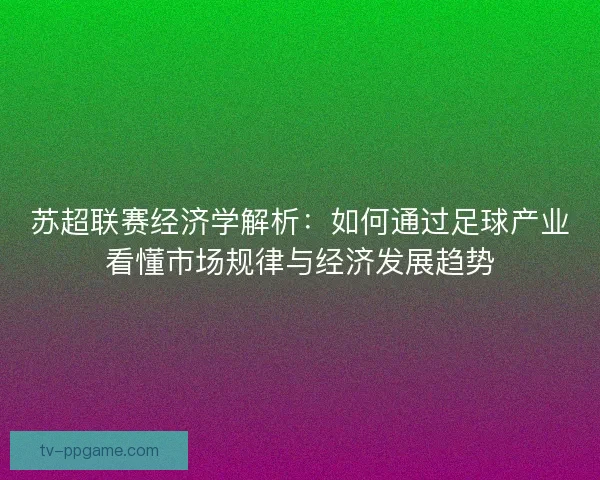 苏超联赛经济学解析：如何通过足球产业看懂市场规律与经济发展趋势