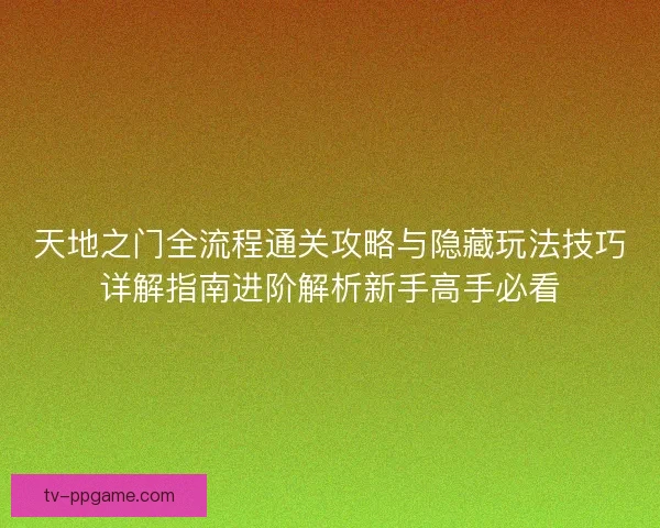天地之门全流程通关攻略与隐藏玩法技巧详解指南进阶解析新手高手必看